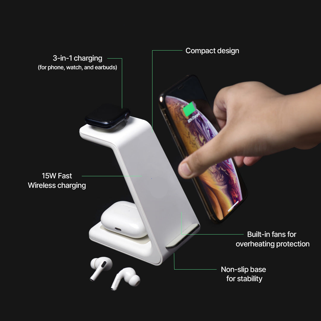 Station de charge sans fil rapide avec support multi-appareils