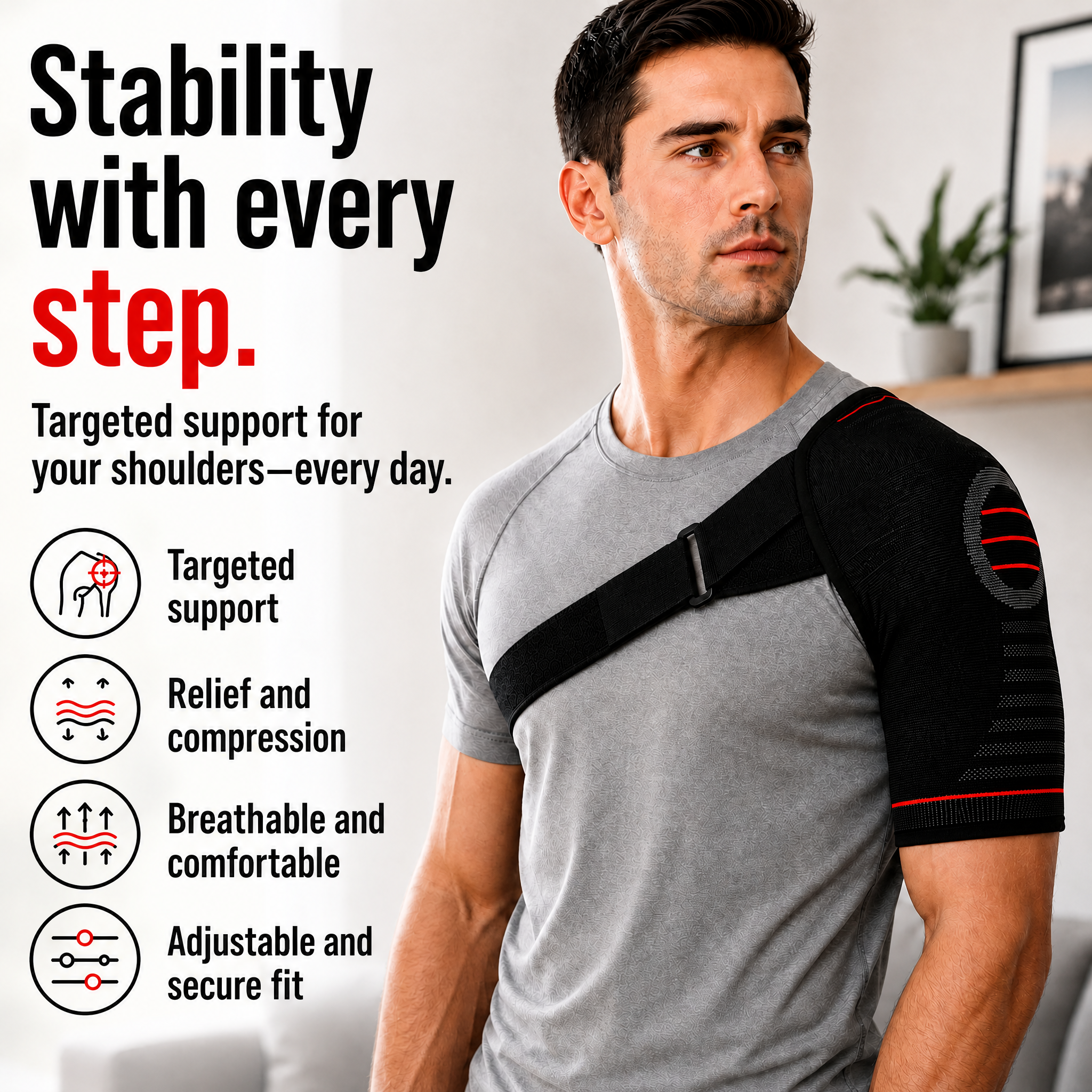 Support d'épaule réglable pour coiffe des rotateurs | Compression et stabilisation pour douleurs d'épaule