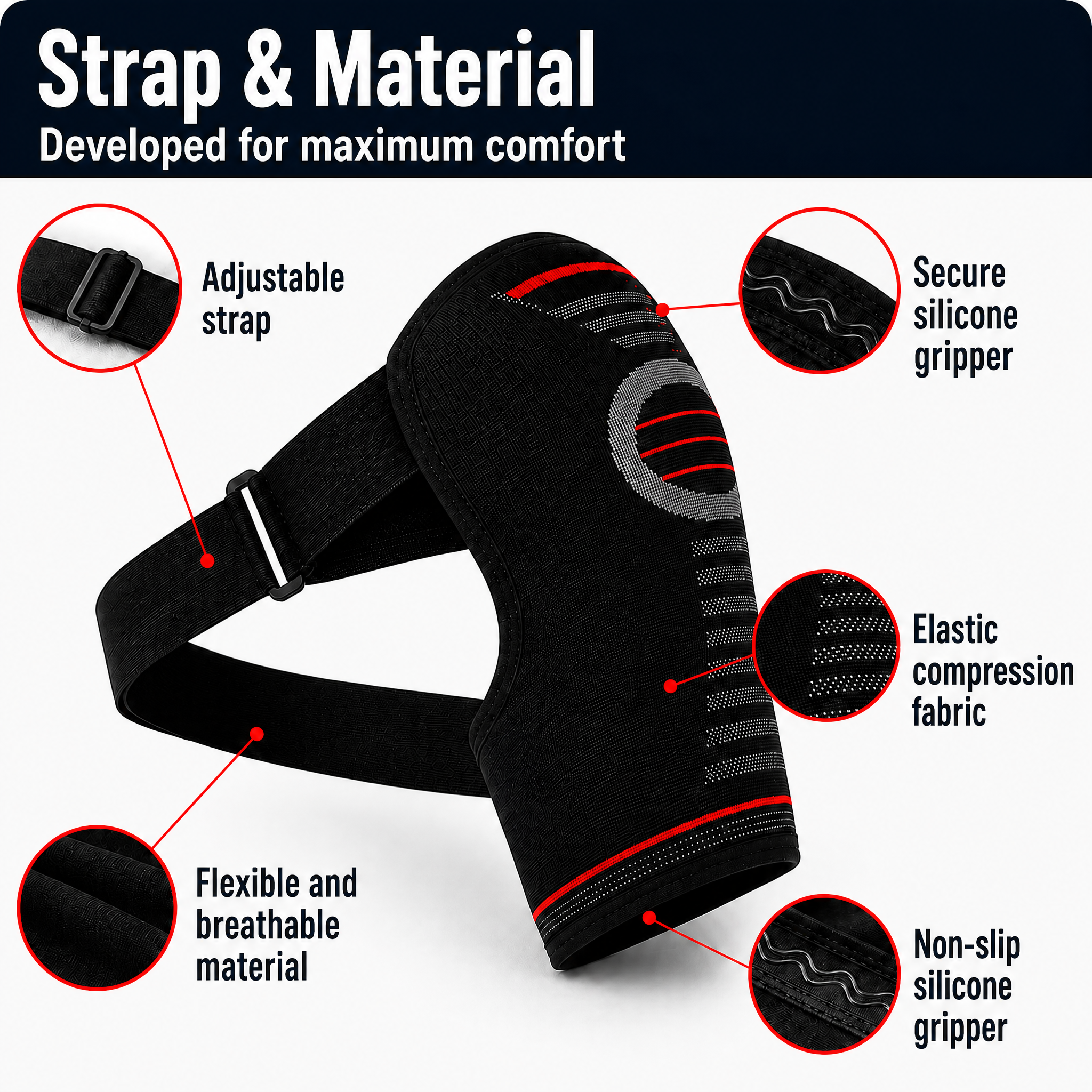 Support d'épaule réglable pour coiffe des rotateurs | Compression et stabilisation pour douleurs d'épaule