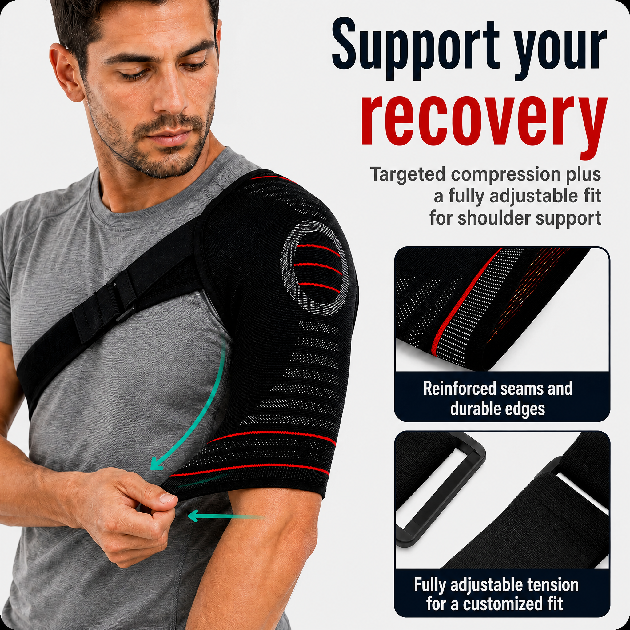 Support d'épaule réglable pour coiffe des rotateurs | Compression et stabilisation pour douleurs d'épaule