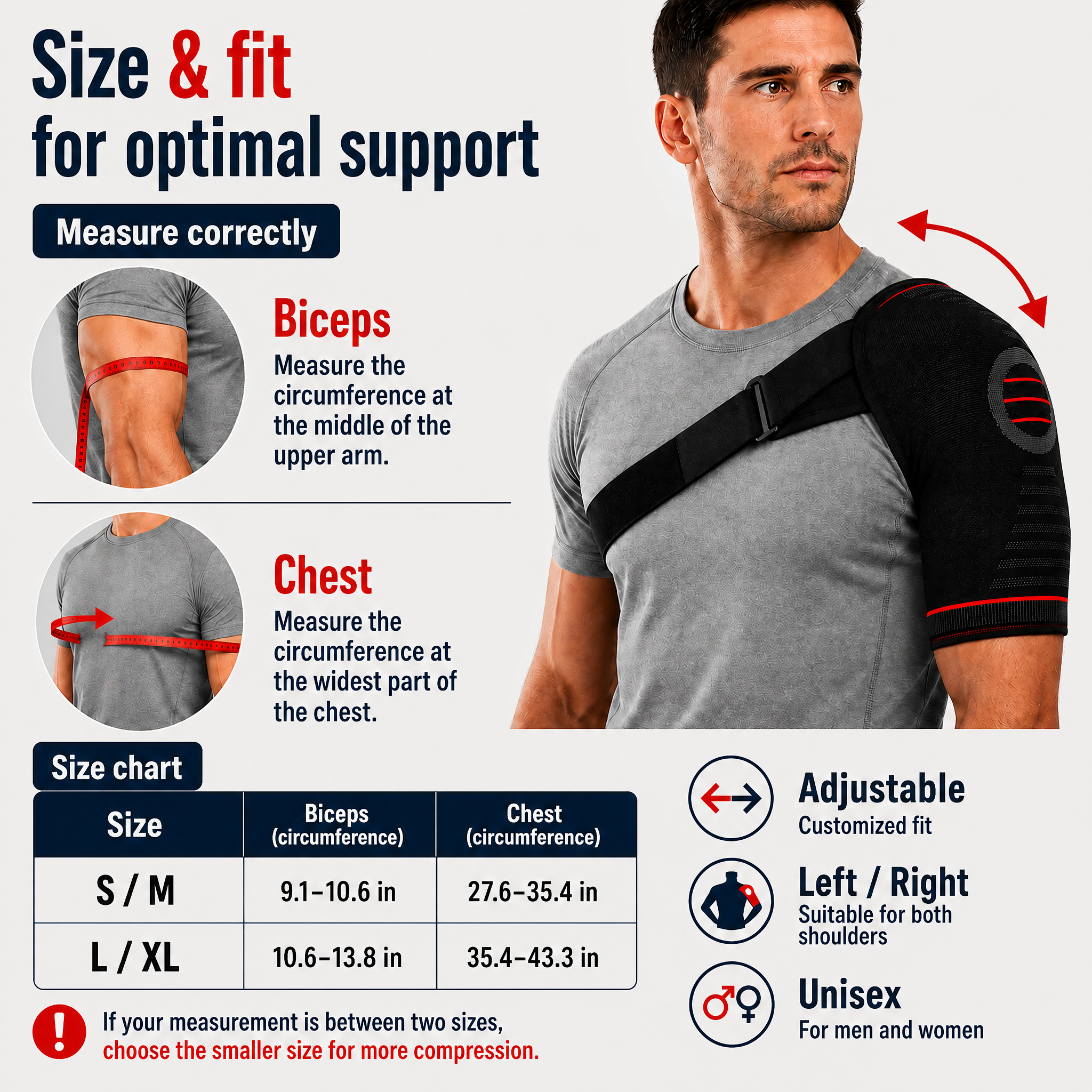 Support d'épaule réglable pour coiffe des rotateurs | Compression et stabilisation pour douleurs d'épaule