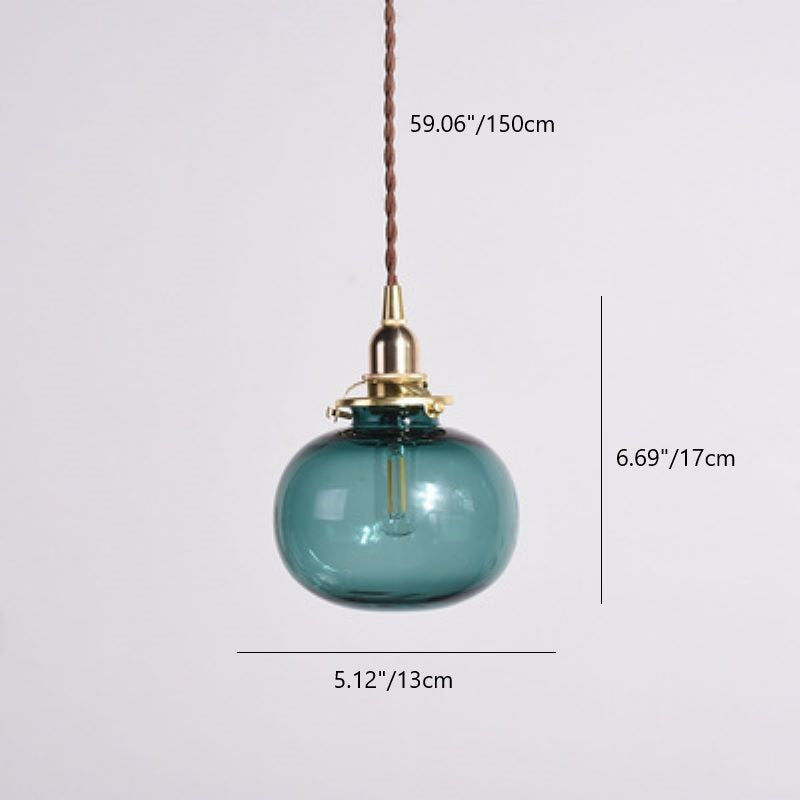 Suspension vintage dorée avec abat-jour en verre, douille E26, structure en cuivre pour salon et salle à manger