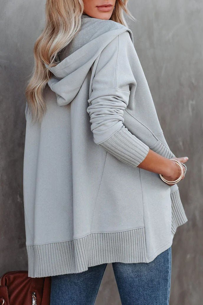 Sweat à capuche long femme, tunique oversize avec col V à pressions et poche kangourou, 8 couleurs, tailles S à 3XL