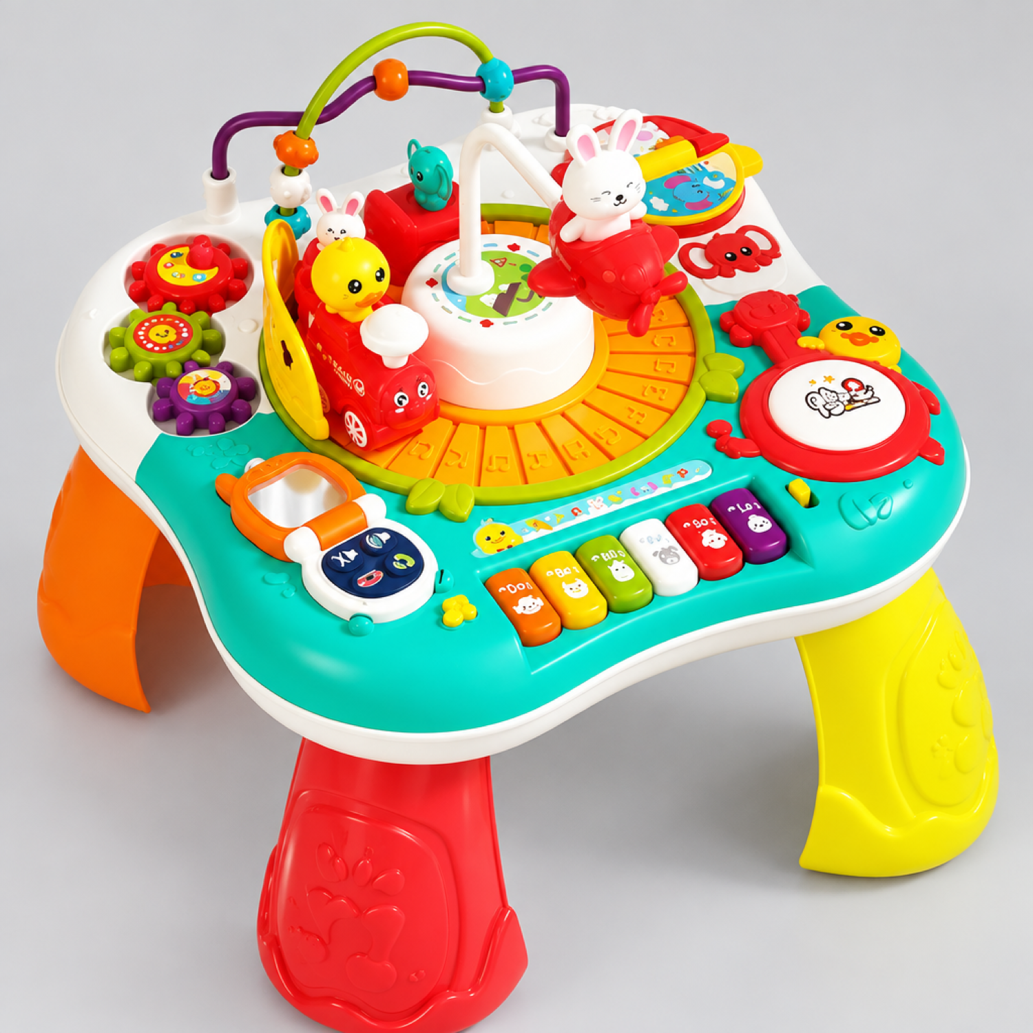 Table d'activités multifonction pour bébé avec train électrique