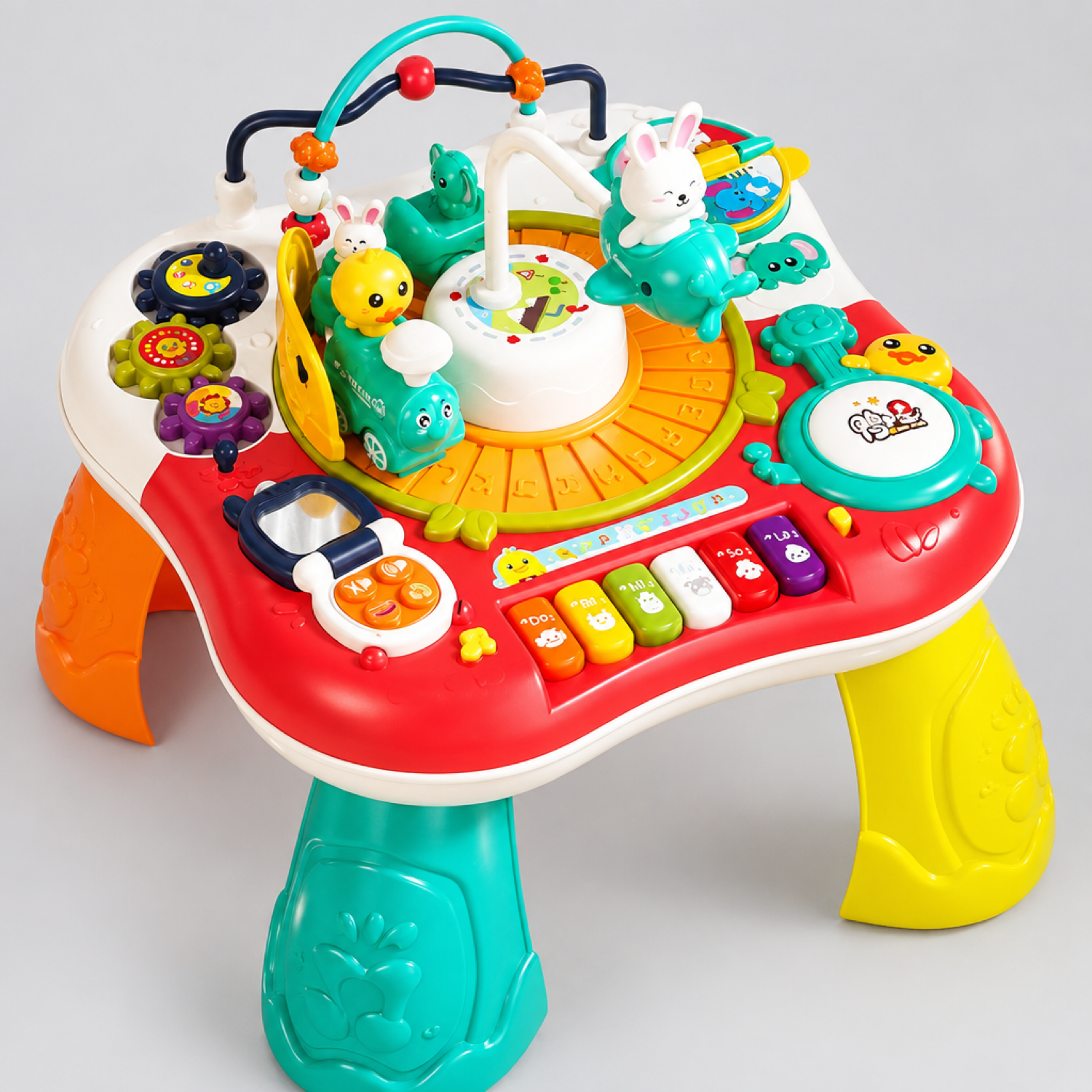 Table d'activités multifonction pour bébé avec train électrique