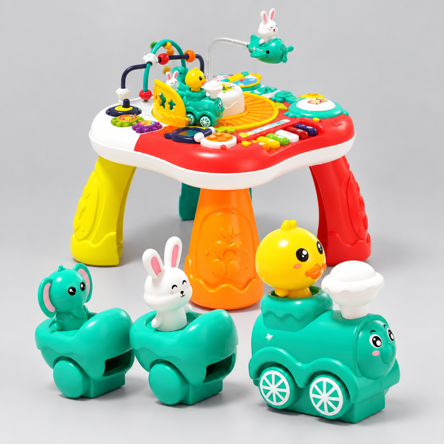 Table d'activités multifonction pour bébé avec train électrique