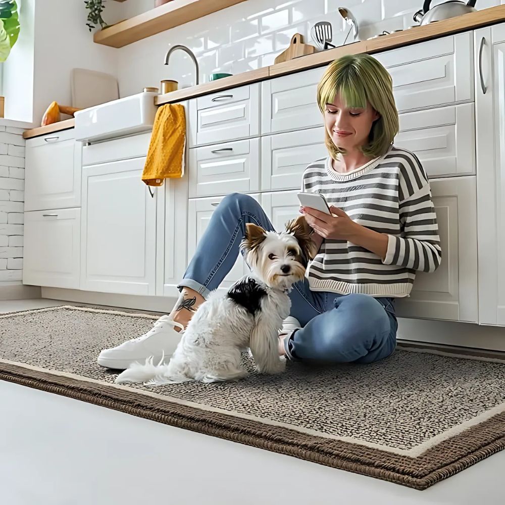 Tapis de cuisine tricoté bicolore
