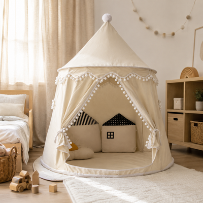 Tipi de jeu en toile pour enfants, coton 100 %, poteaux en pin, spacieux