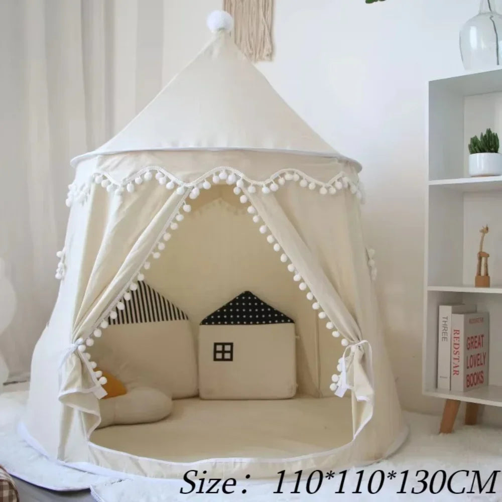 Tipi de jeu en toile pour enfants, coton 100 %, poteaux en pin, spacieux