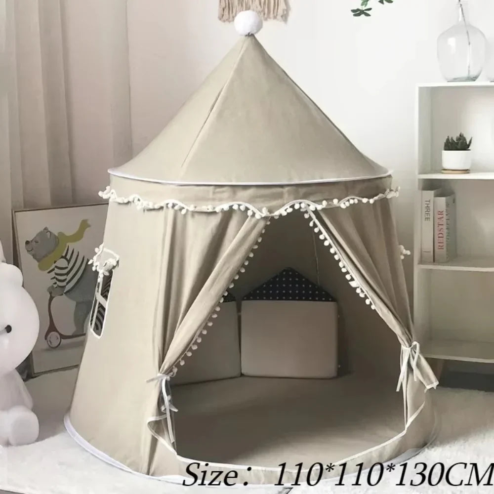 Tipi de jeu en toile pour enfants, coton 100 %, poteaux en pin, spacieux