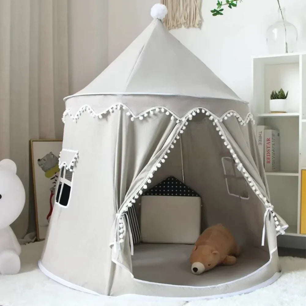 Tipi de jeu en toile pour enfants, coton 100 %, poteaux en pin, spacieux