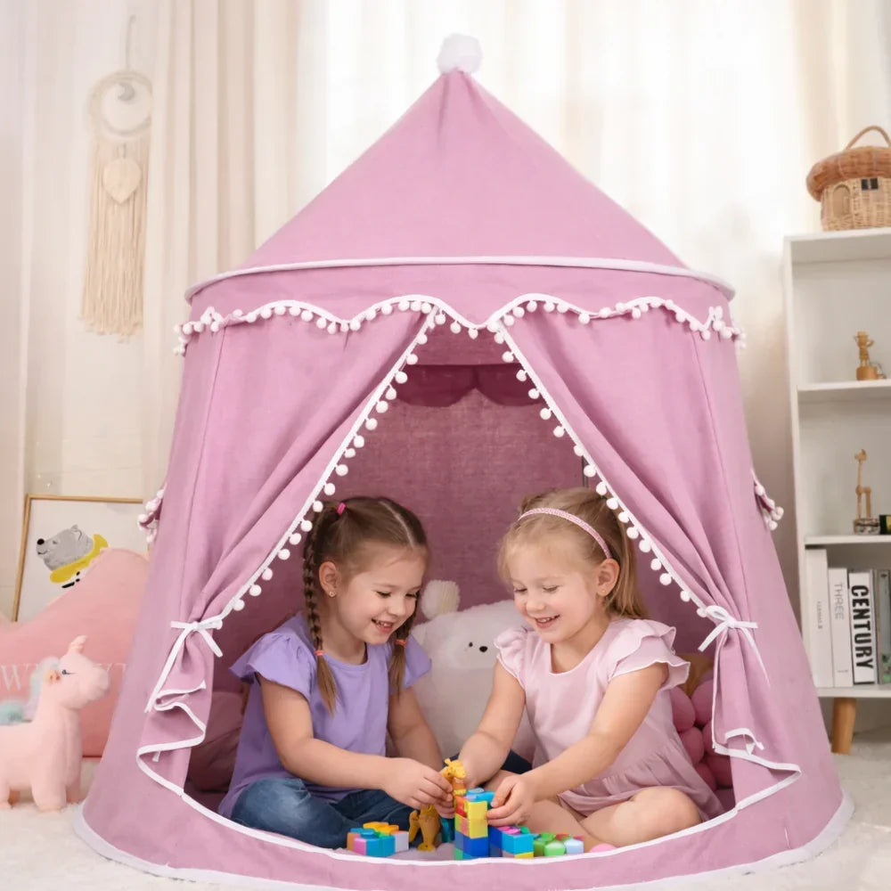 Tipi de jeu en toile pour enfants, coton 100 %, poteaux en pin, spacieux