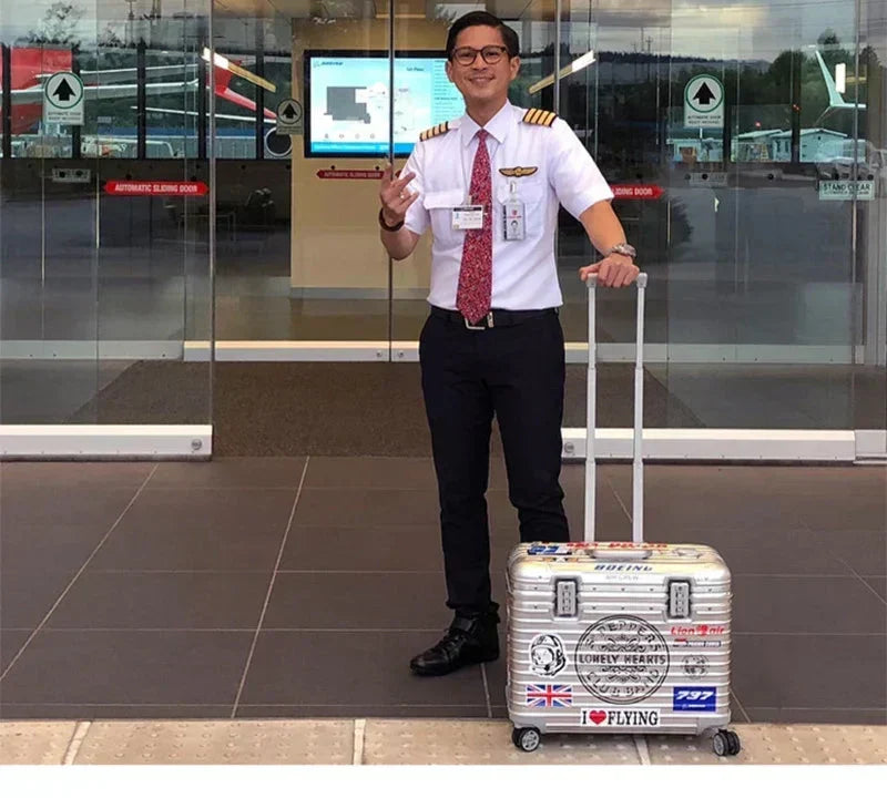 Valise rigide Monaco en alliage aluminium-magnésium avec roues pivotantes 360°