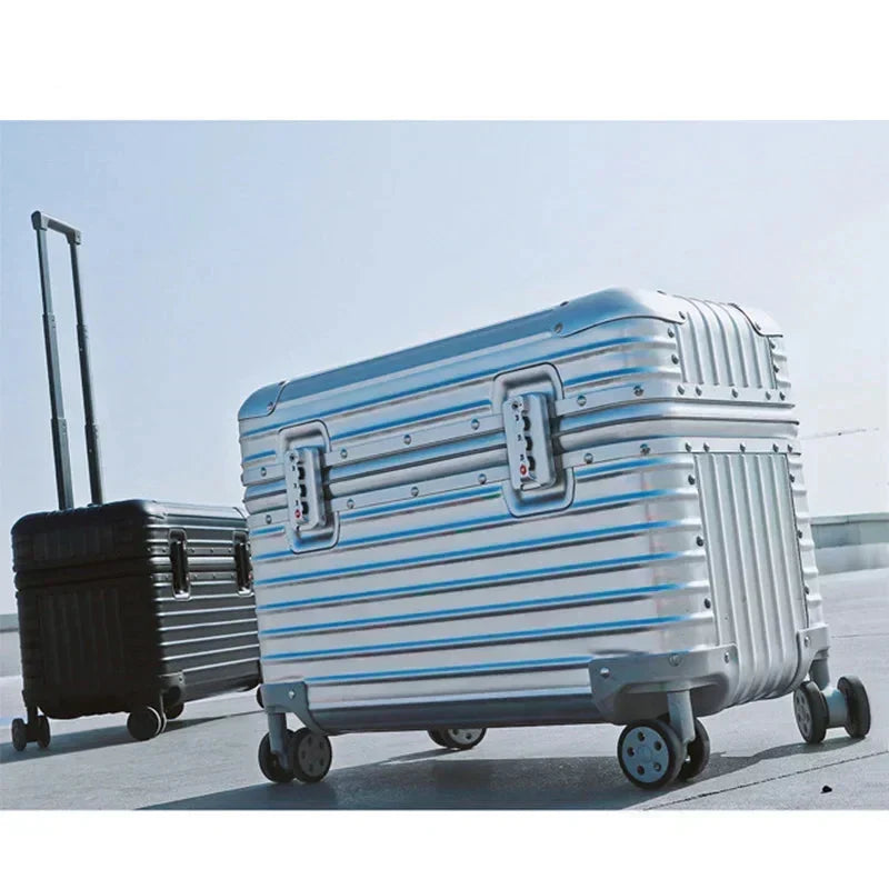 Valise rigide Monaco en alliage aluminium-magnésium avec roues pivotantes 360°