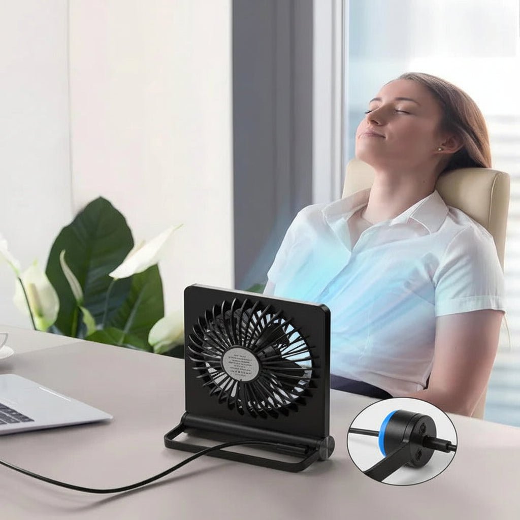 Ventilateur de bureau USB compact | Corps plat, socle inclinable