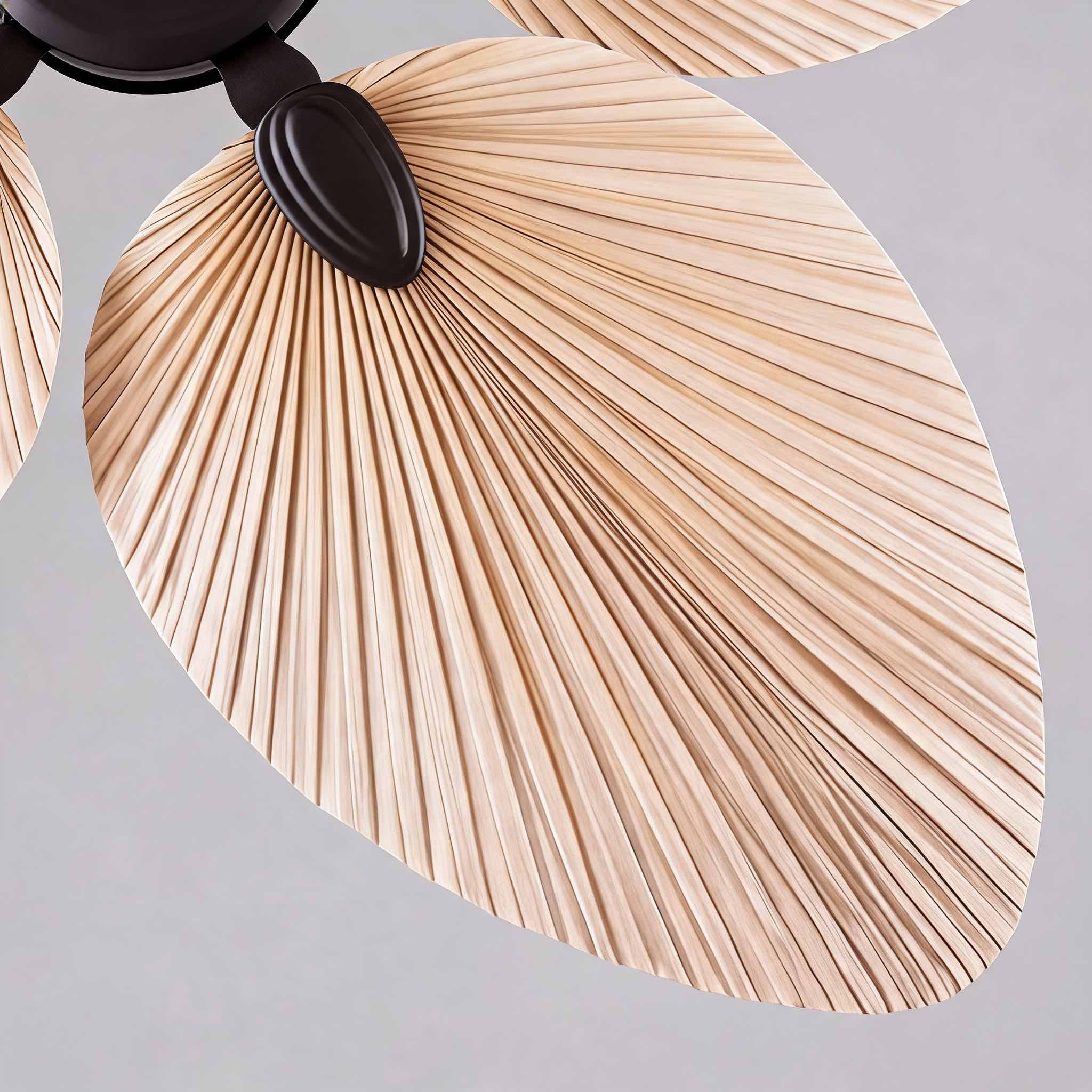 Ventilateur de plafond feuilles de palmier — éclairage intégré, télécommande, flux d'air réversible