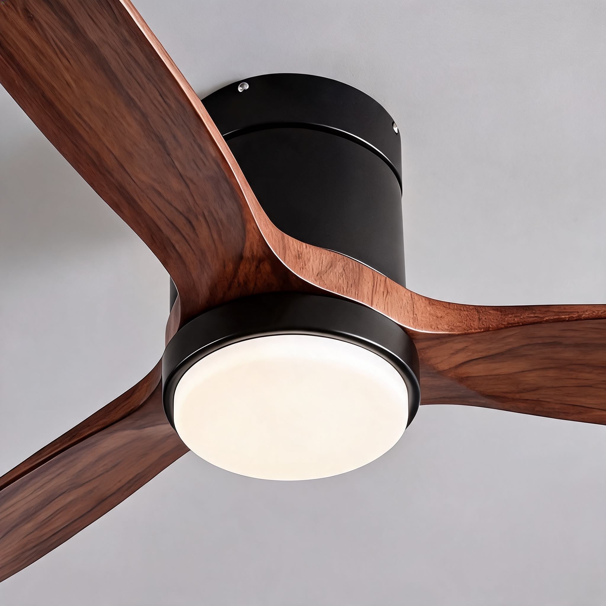 Ventilateur de plafond moderne – Pales en bois, éclairage, télécommande, moteur DC 6 vitesses