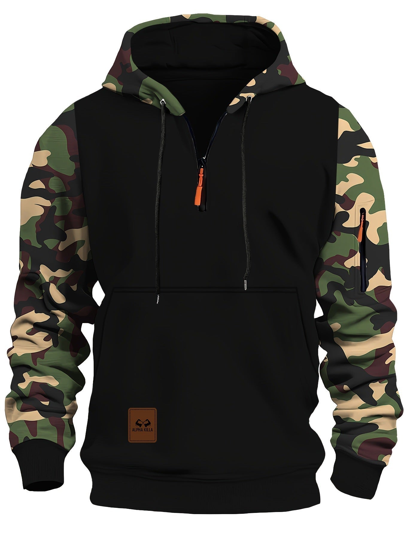 Veste à capuche athlétique pour homme avec manches camouflage