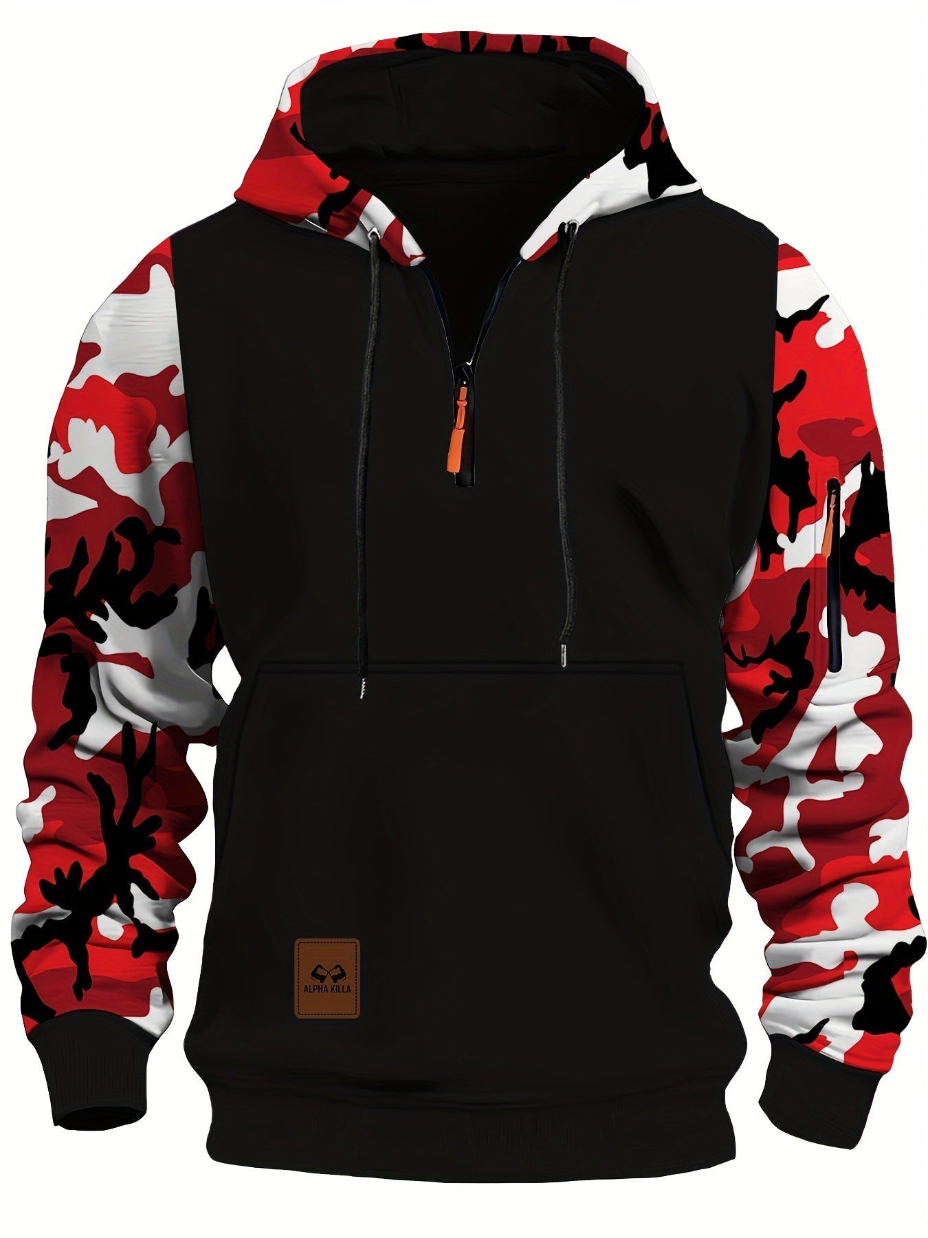 Veste à capuche athlétique pour homme avec manches camouflage