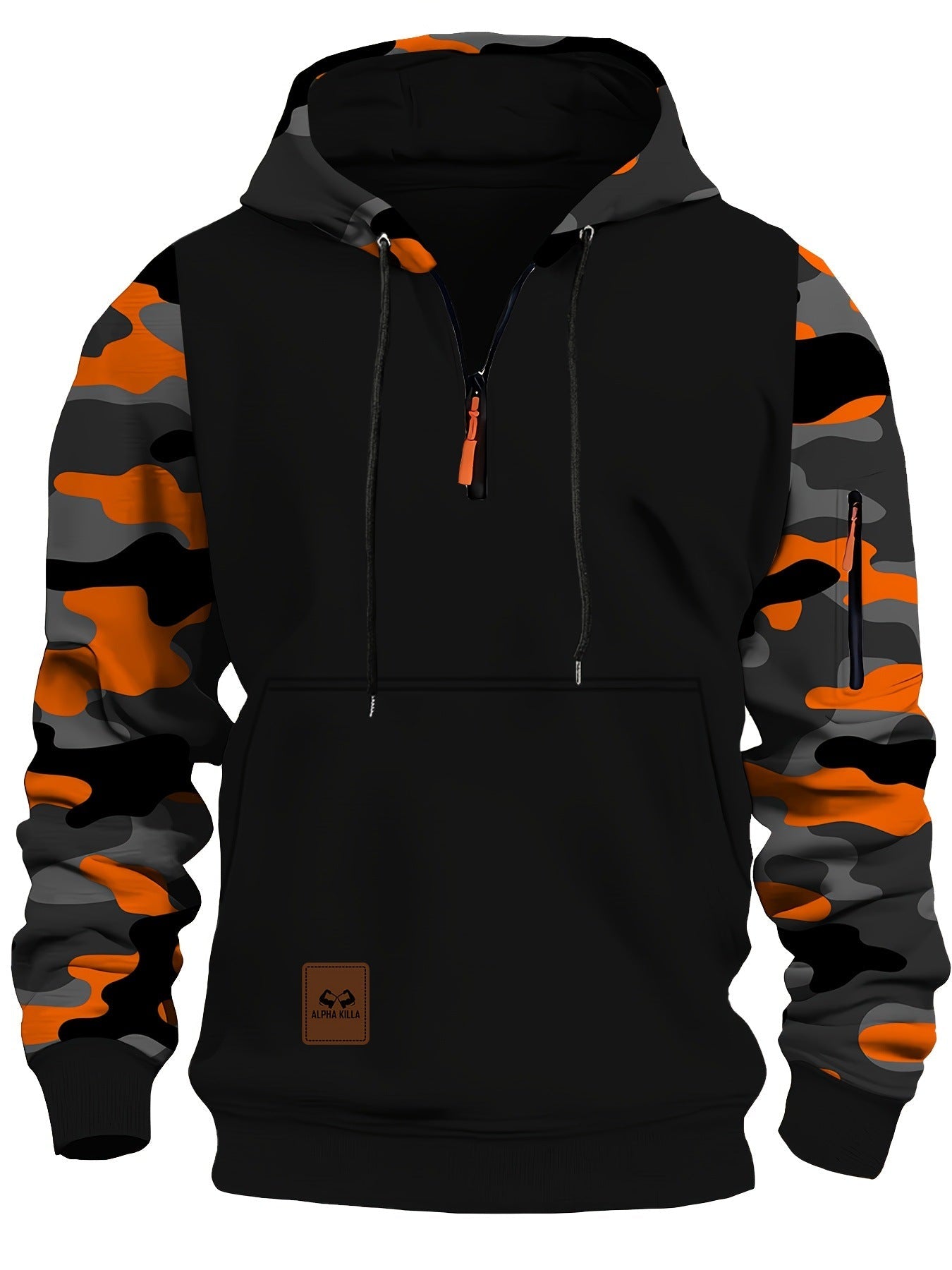 Veste à capuche athlétique pour homme avec manches camouflage