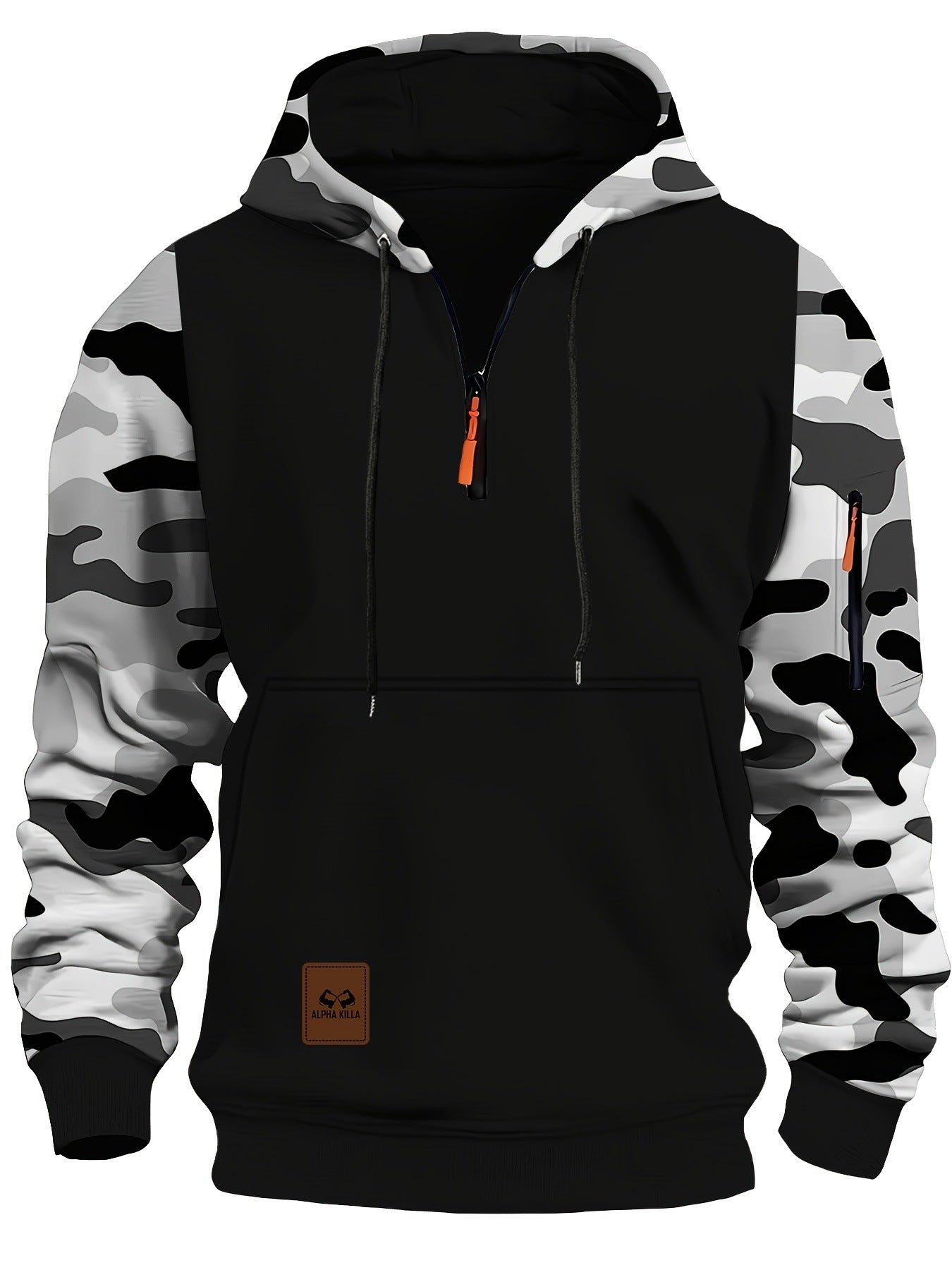 Veste à capuche athlétique pour homme avec manches camouflage