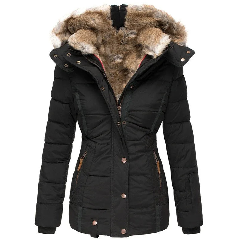 Veste d'hiver matelassée à capuche pour femme
