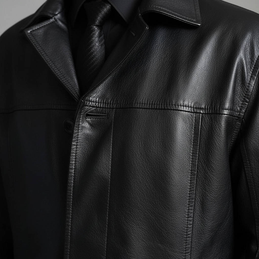 Veste longue en cuir véritable, coupe-vent et chaude, habillée ou décontractée