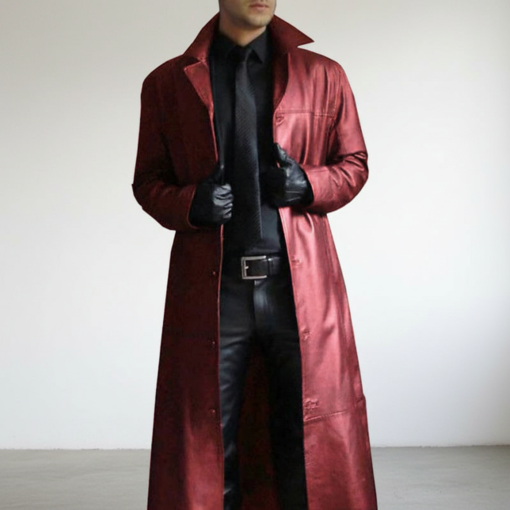 Veste longue en cuir véritable, coupe-vent et chaude, habillée ou décontractée