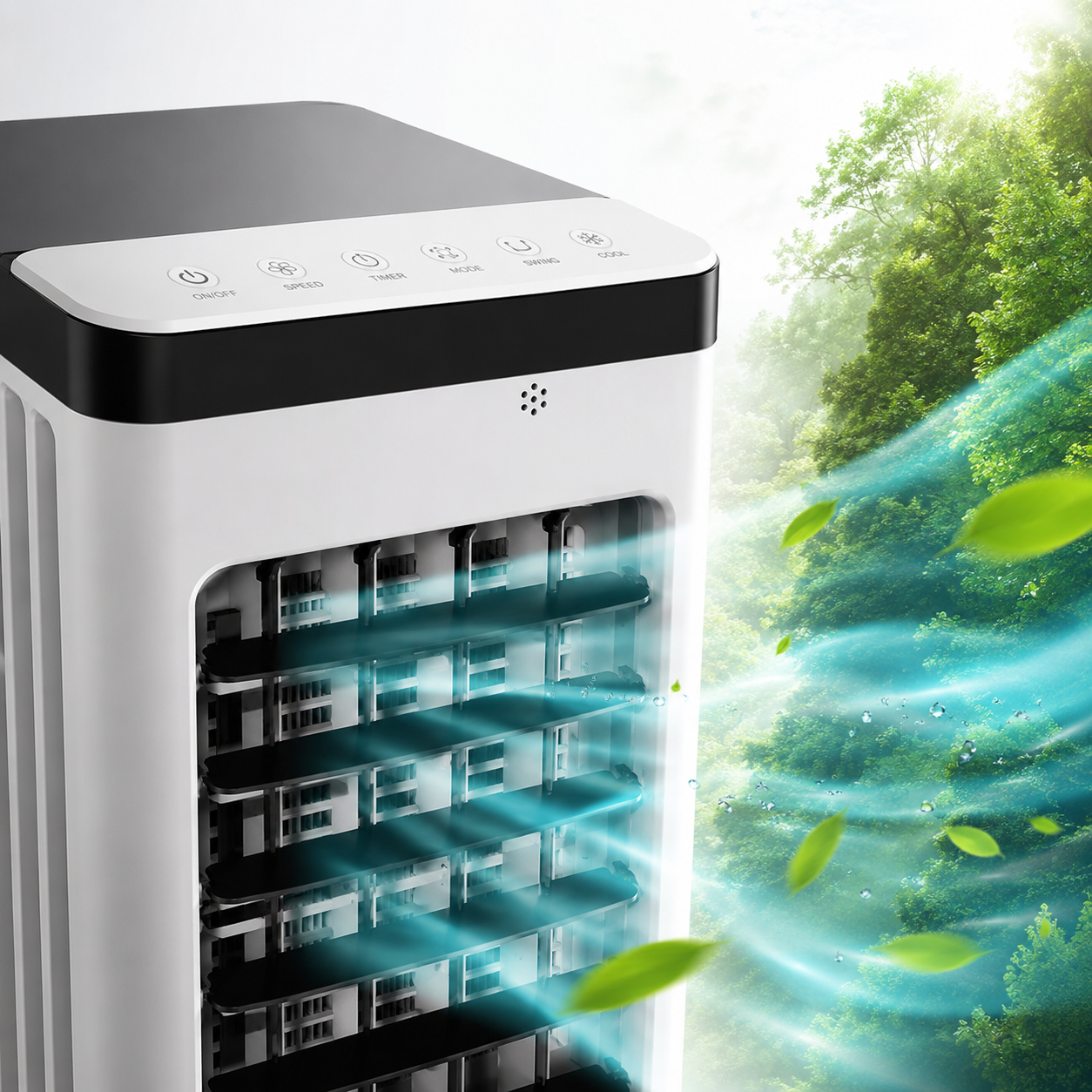 Rafraîchisseur d'Air Pliable Rechargeable 12L – Sans Fil (DC), Brume Rafraîchissante, 3 Vitesses sur Roulett