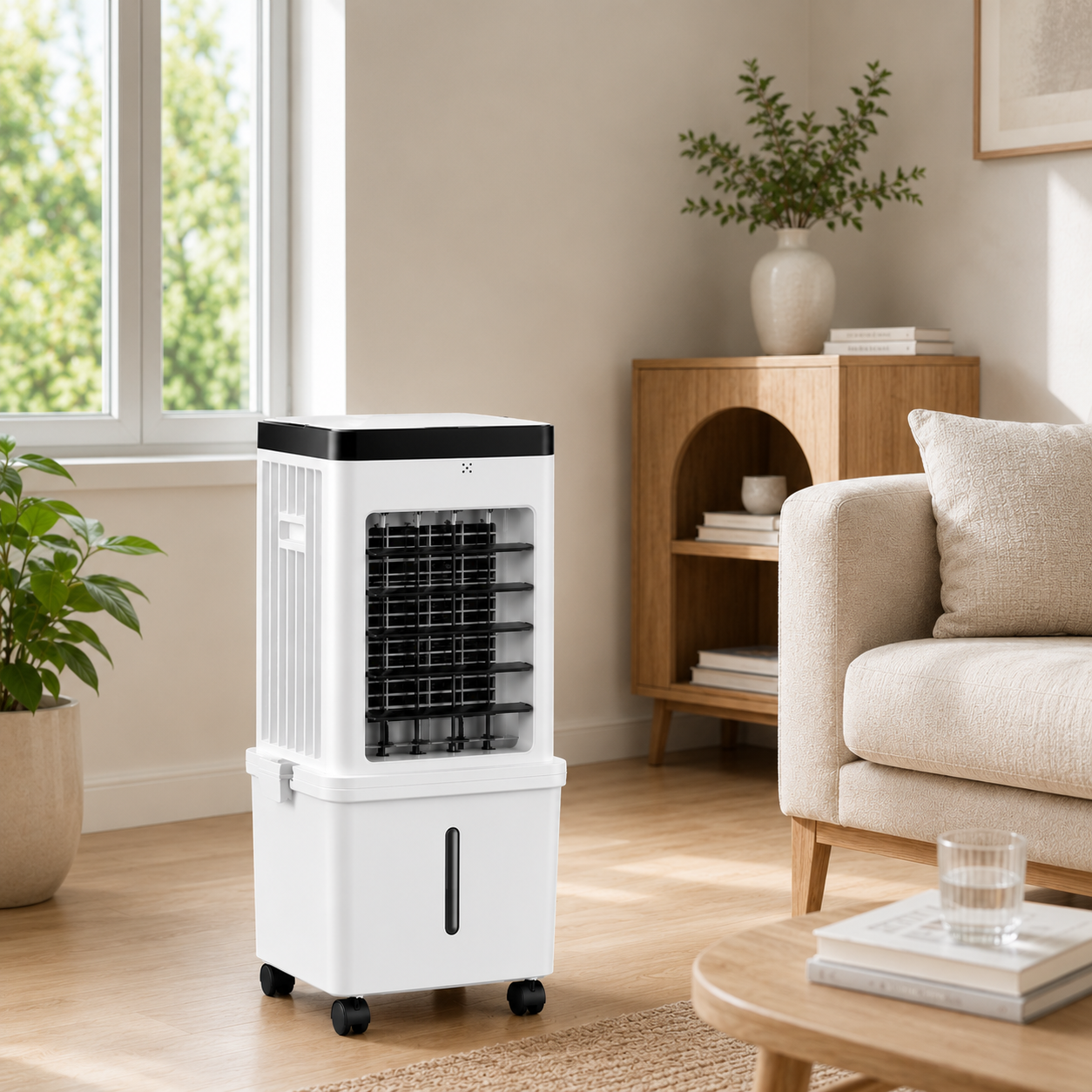 Rafraîchisseur d'Air Pliable Rechargeable 12L – Sans Fil (DC), Brume Rafraîchissante, 3 Vitesses sur Roulett