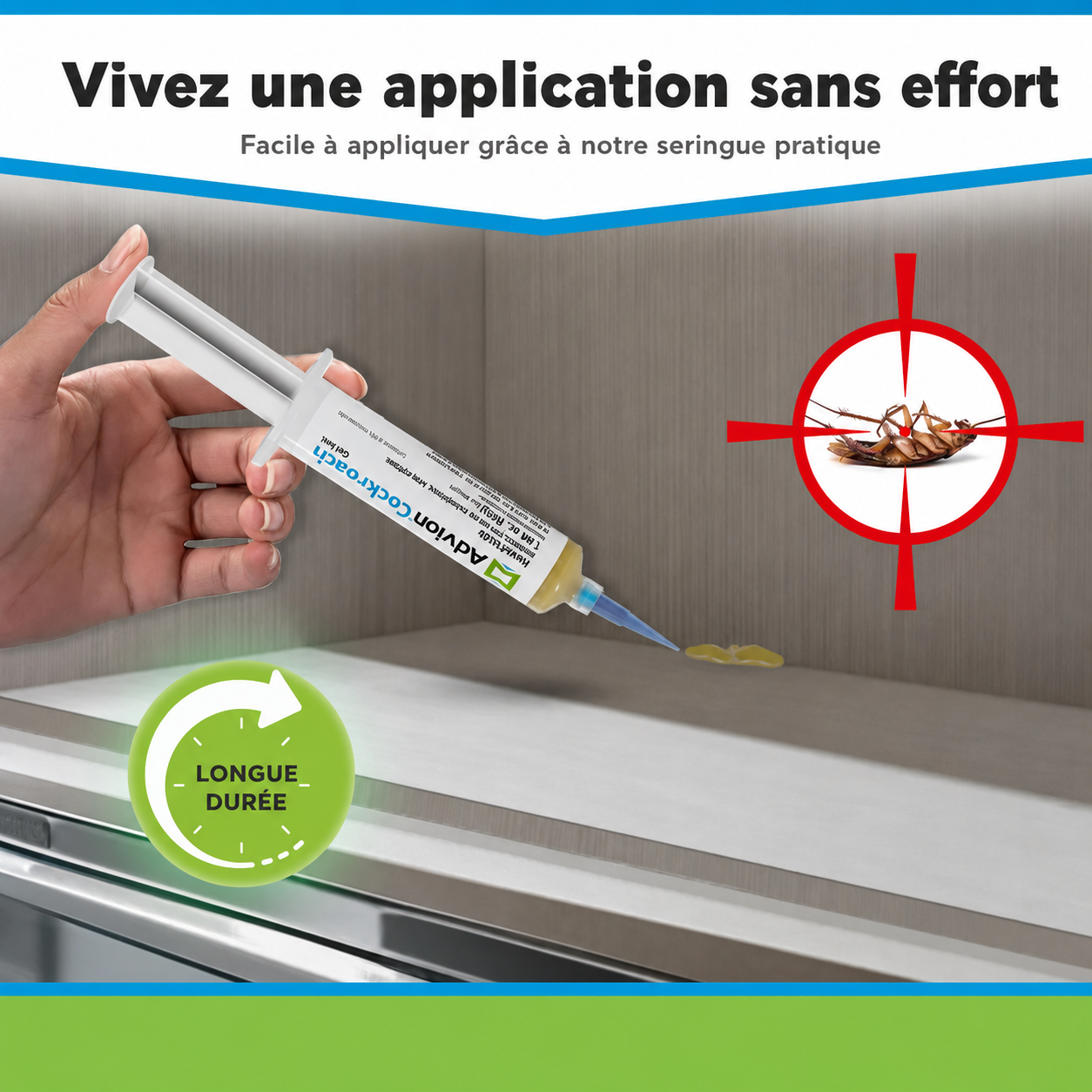 Seringue de gel pour le contrôle des cafards en intérieur