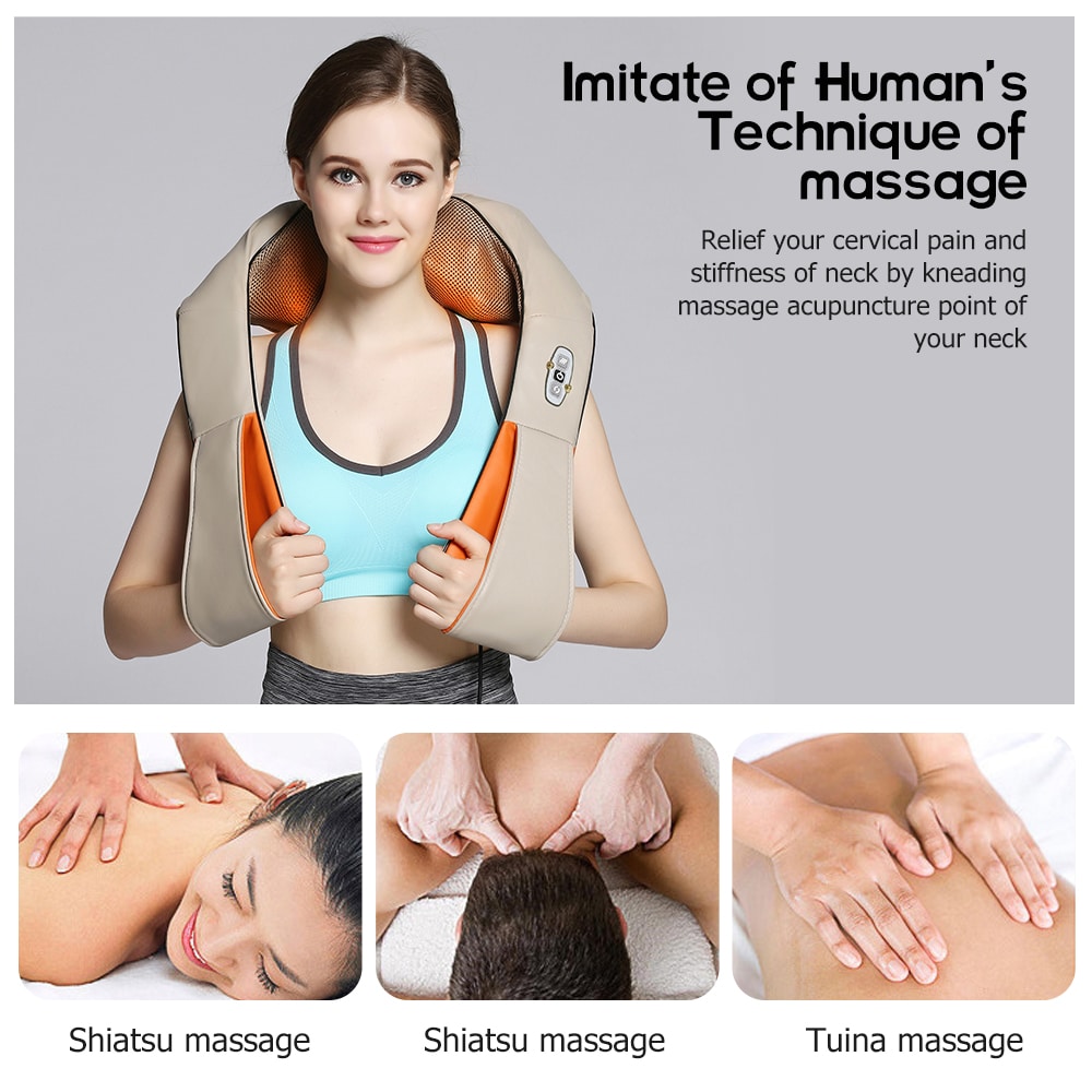 Coussin de Massage Shiatsu avec Chaleur pour Nuque, Épaules & Dos (V2)