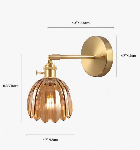 Lampe Wandlamp Tulp Retro Glas Bloem Design Metal Vintage Lampe d'éclairage | Sansotis