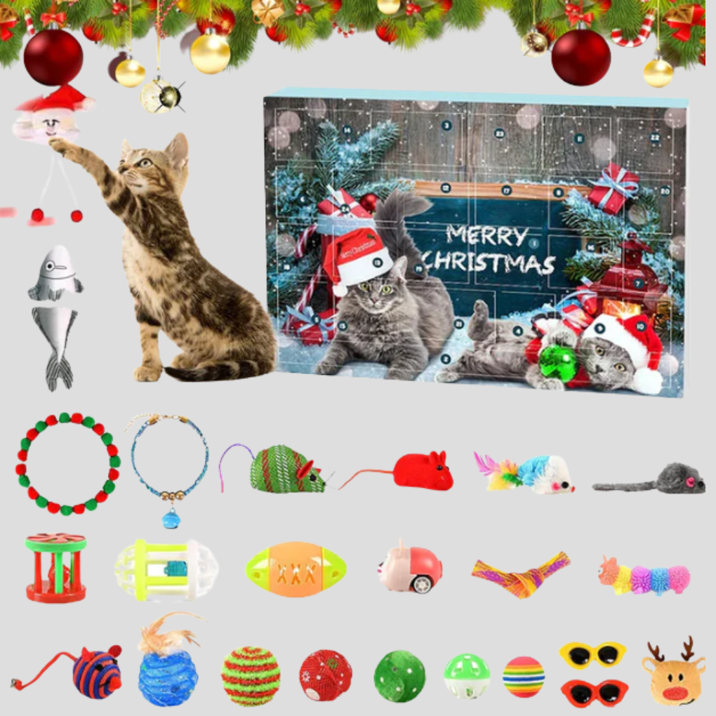 Calendrier de l'Avent pour chats: 24 jouets surprises interactifs