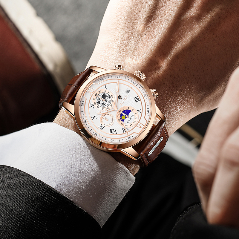 Montre chronographe classique pour homme | Montre-bracelet de luxe élégante et fonctionnelle pour chaque occasion