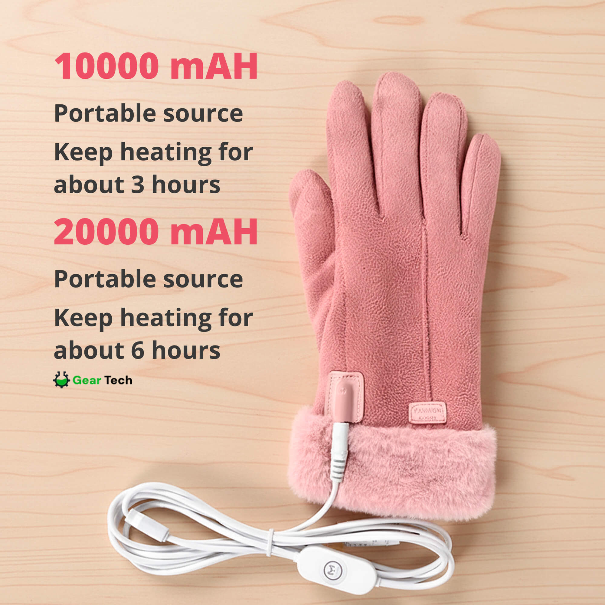 Gants chauffants pour femmes - gants d'hiver thermiques imperméables avec écran tactile et chauffage USB rechargeable