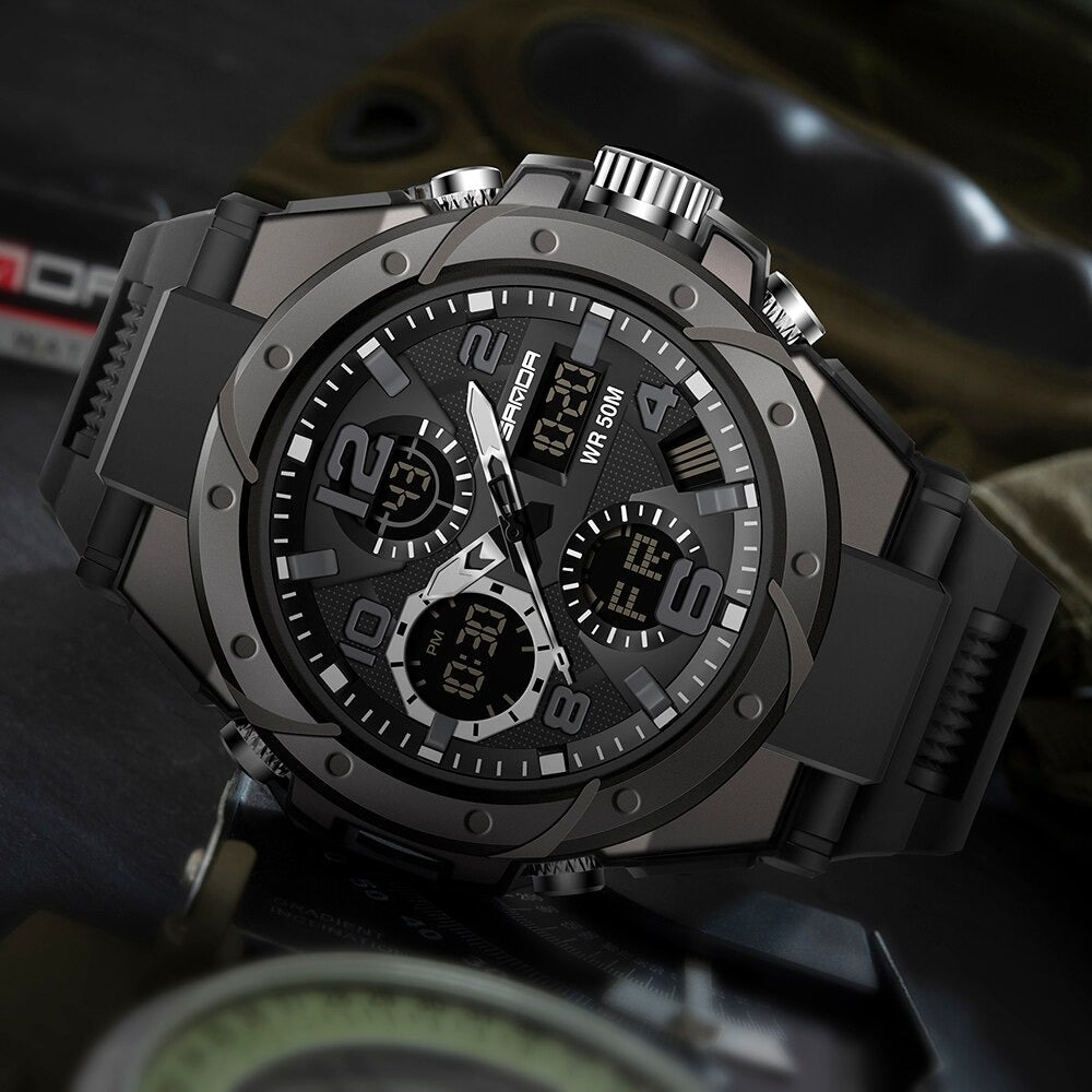 Montre militaire TitanGuard pour hommes – Montre analogique et numérique multifonctionnelle robuste