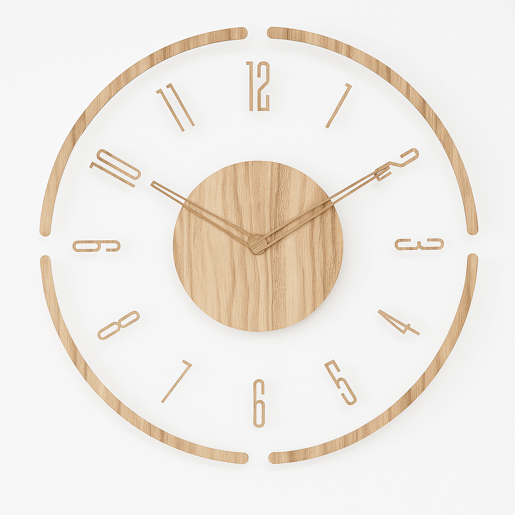 NORDORA – Horloge murale scandinave silencieuse en bois naturel