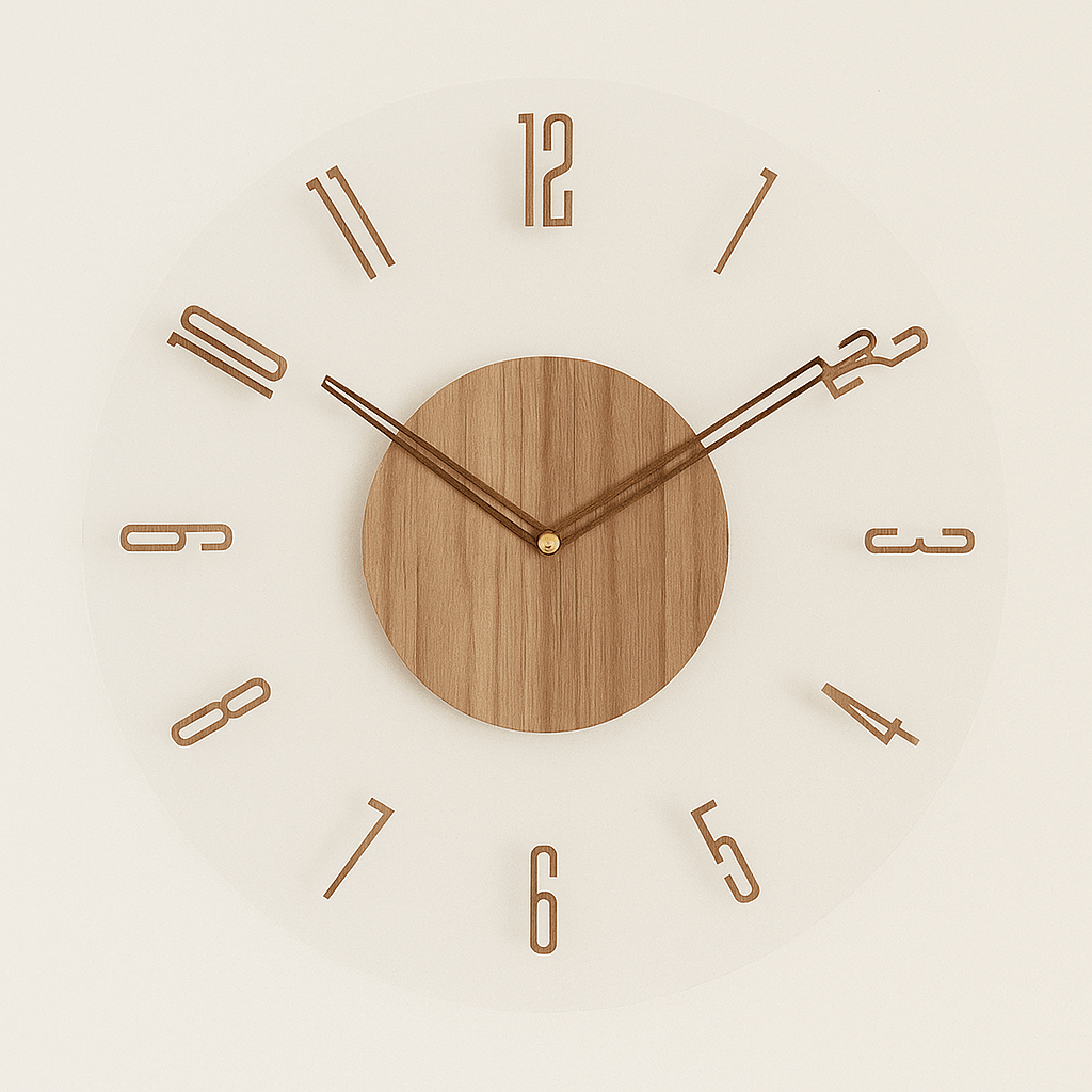 NORDORA – Horloge murale scandinave silencieuse en bois naturel
