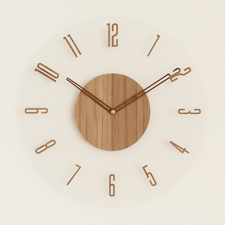 NORDORA – Horloge murale scandinave silencieuse en bois naturel