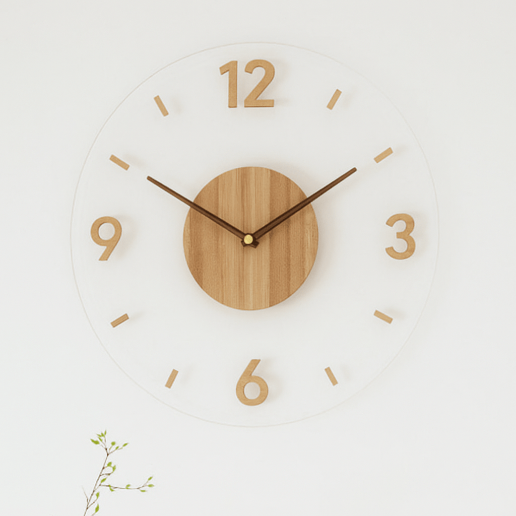 NORDORA – Horloge murale scandinave silencieuse en bois naturel