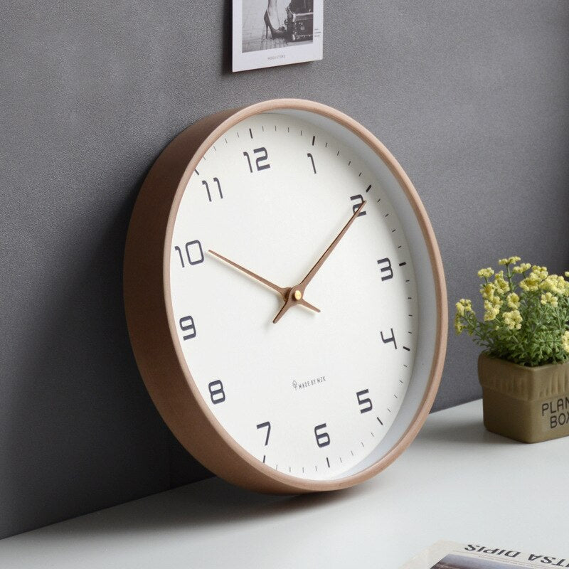 Horloge murale scandinave en bois – Horloge silencieuse · Horloge minimaliste · Accents naturels pour le salon, la chambre à coucher, le bureau · Suivi du temps élégant · Design élégant | Sansotis