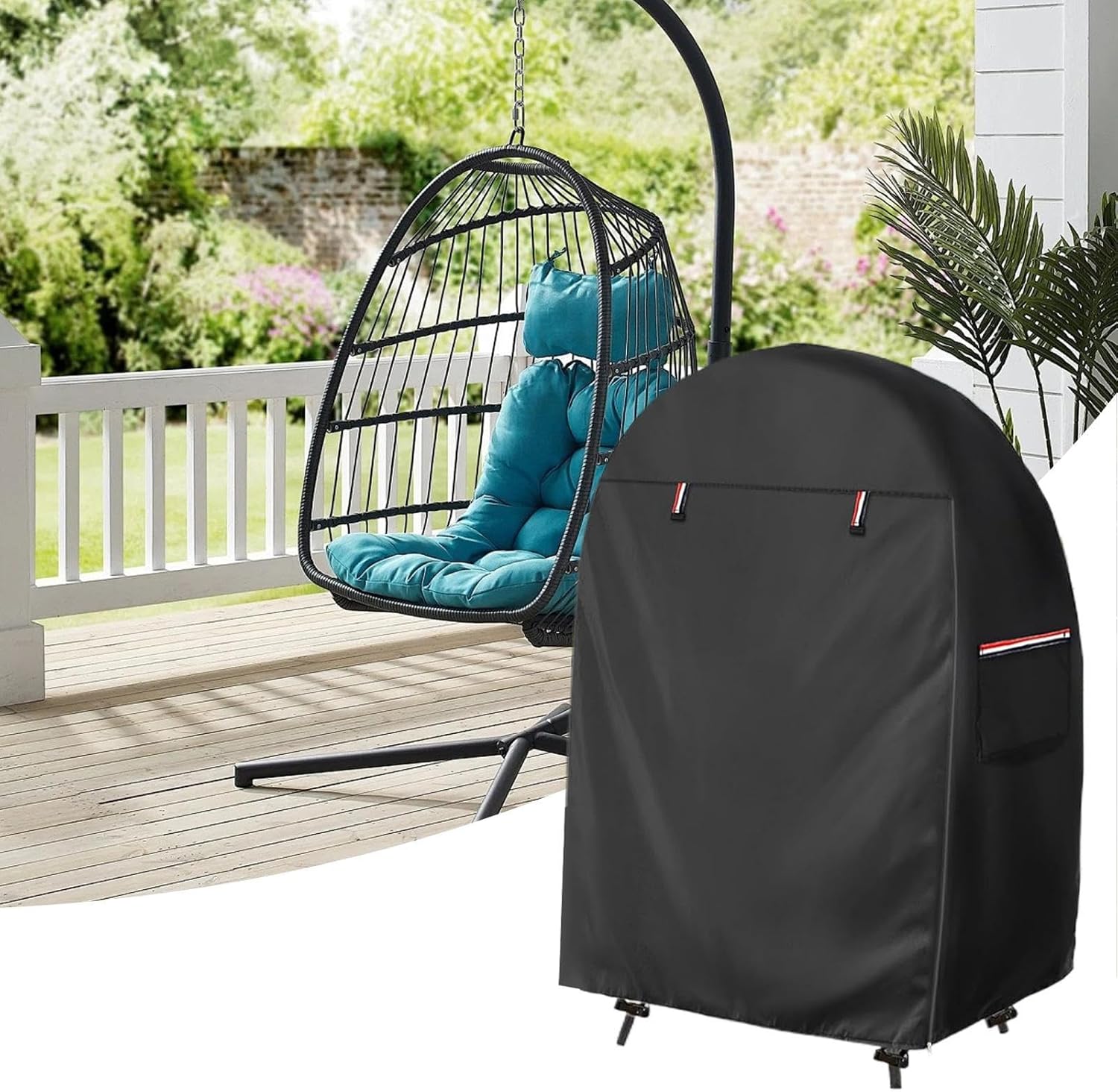 Housse de chaise oeuf imperméable d'extérieur avec double fermeture éclair