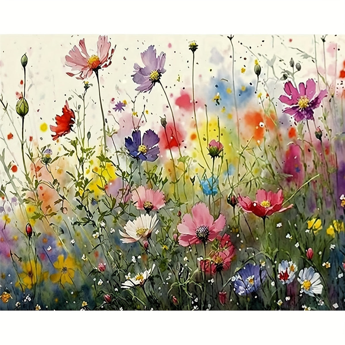 Peinture par numéros de fleurs – Pour débutants – Décoration murale sans cadre