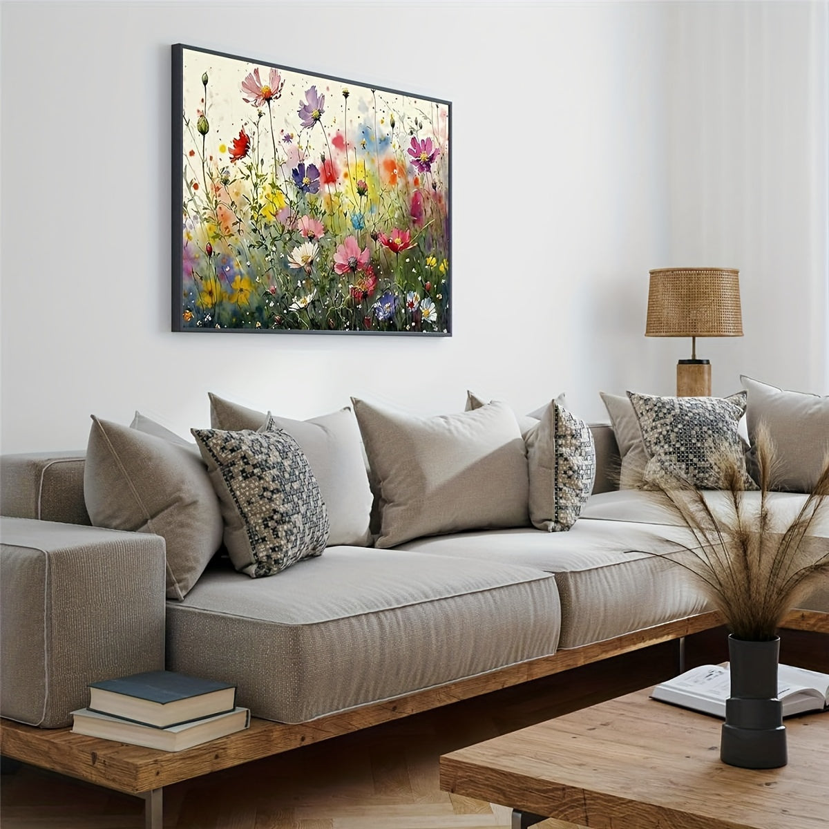Peinture par numéros de fleurs – Pour débutants – Décoration murale sans cadre