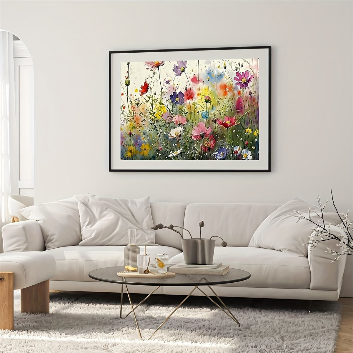 Peinture par numéros de fleurs – Pour débutants – Décoration murale sans cadre