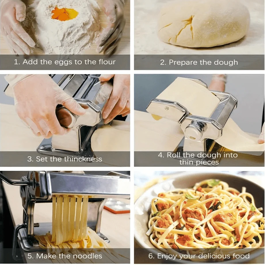 PASTACRAFT – Machine à pâtes manuelle avec 7 réglages d'épaisseur pour pâtes faites maison