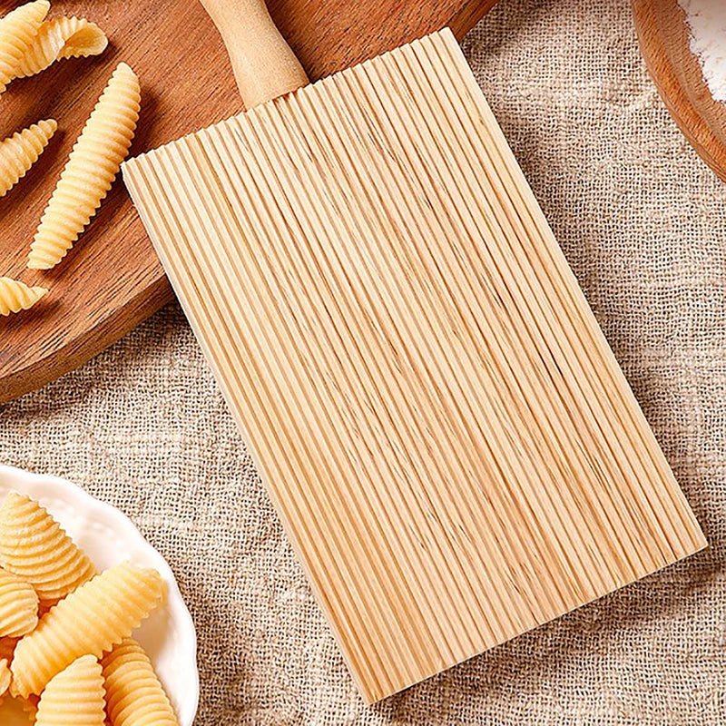 PASTAWOOD – Planche à gnocchi en bois de hêtre, outil à pâtes avec poignée confortable
