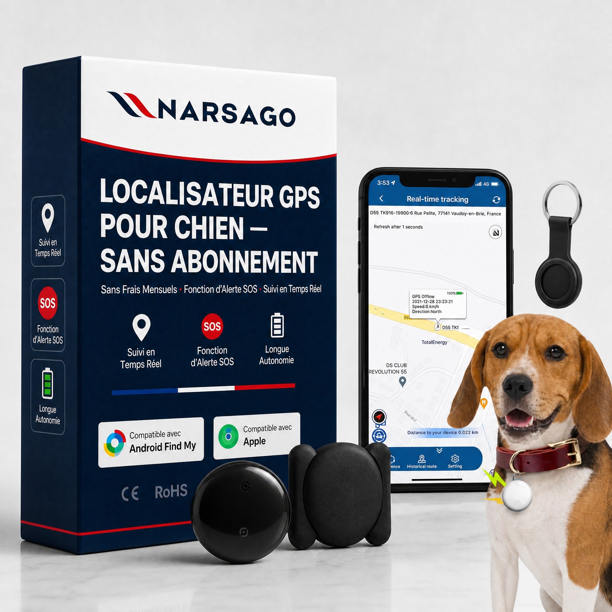 Traceur GPS pour Chien 3 en 1 - Narsago - ANDROID / iOS #1