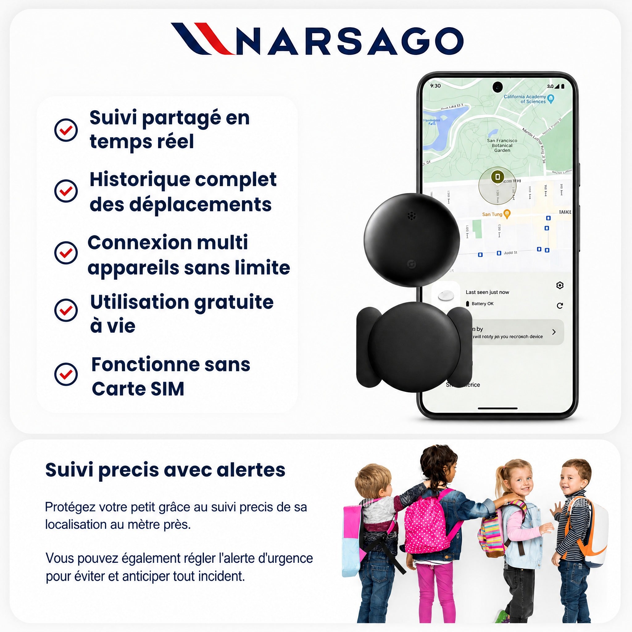 Traceur GPS Enfant Sans Abonnement - Narsago - ANDROID / iOS #3